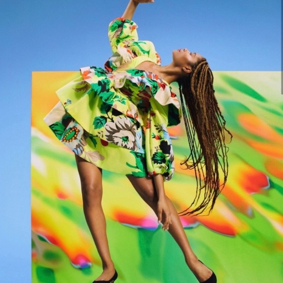 Christopher John Rodgers floral sleeve ruffle dress - Picture 5 of 9